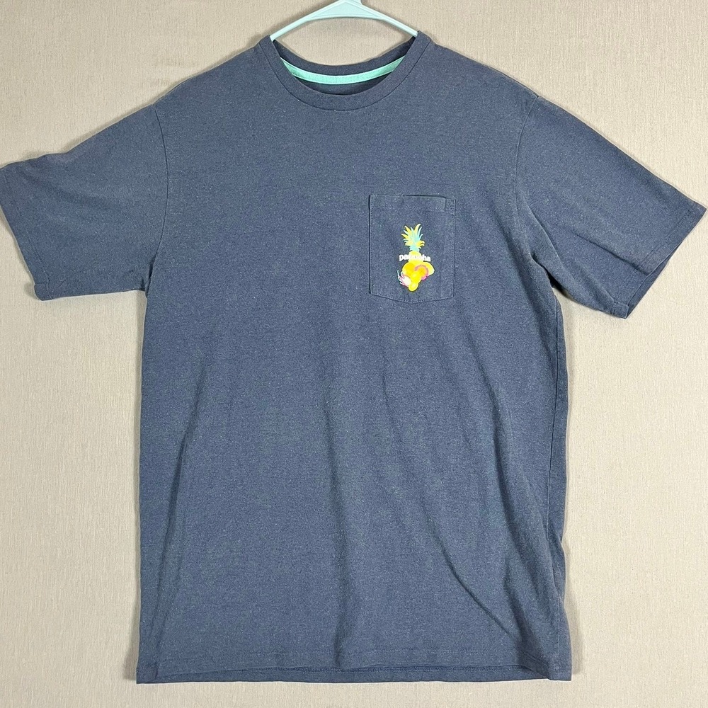 Patagonia T-Shirt Mens Small Pataloha Responsibili-Tee Blue Graphic Pocket EUC‎